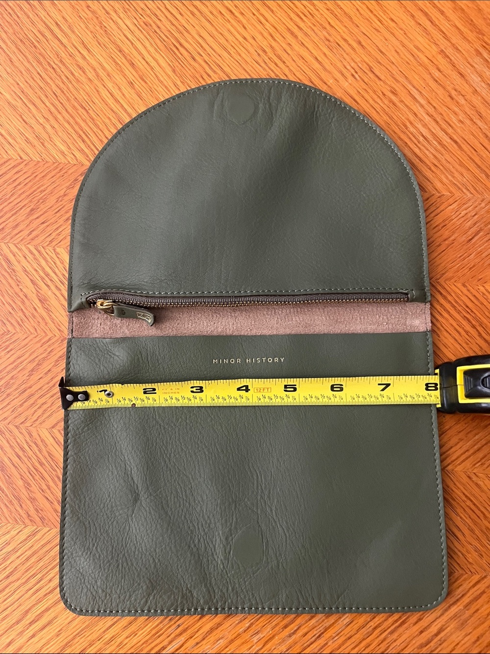 Minor History Green Leather & Metallic Flap Crossbody Clutch - Picture 5 of 6